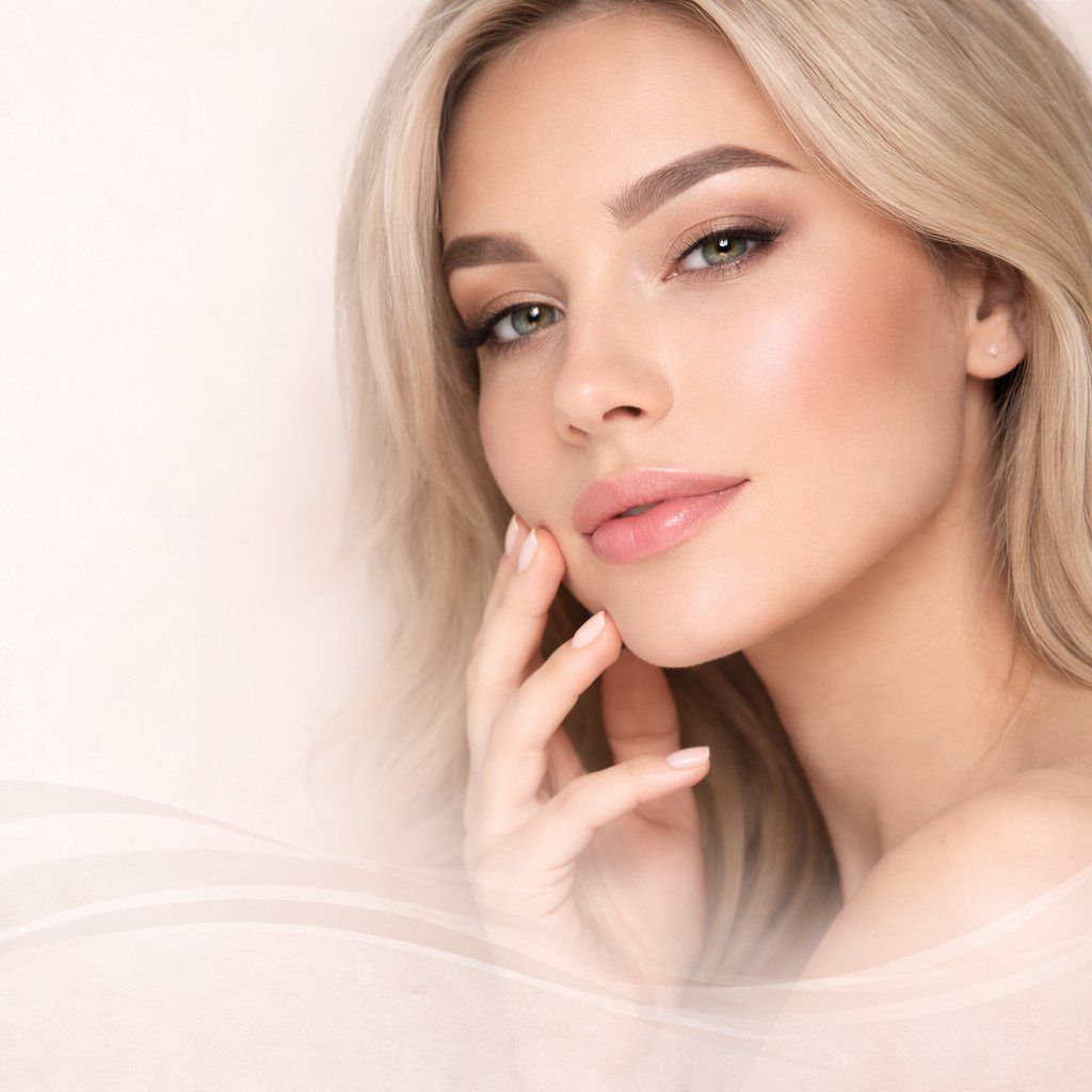 Woman with soft, natural brows and lips